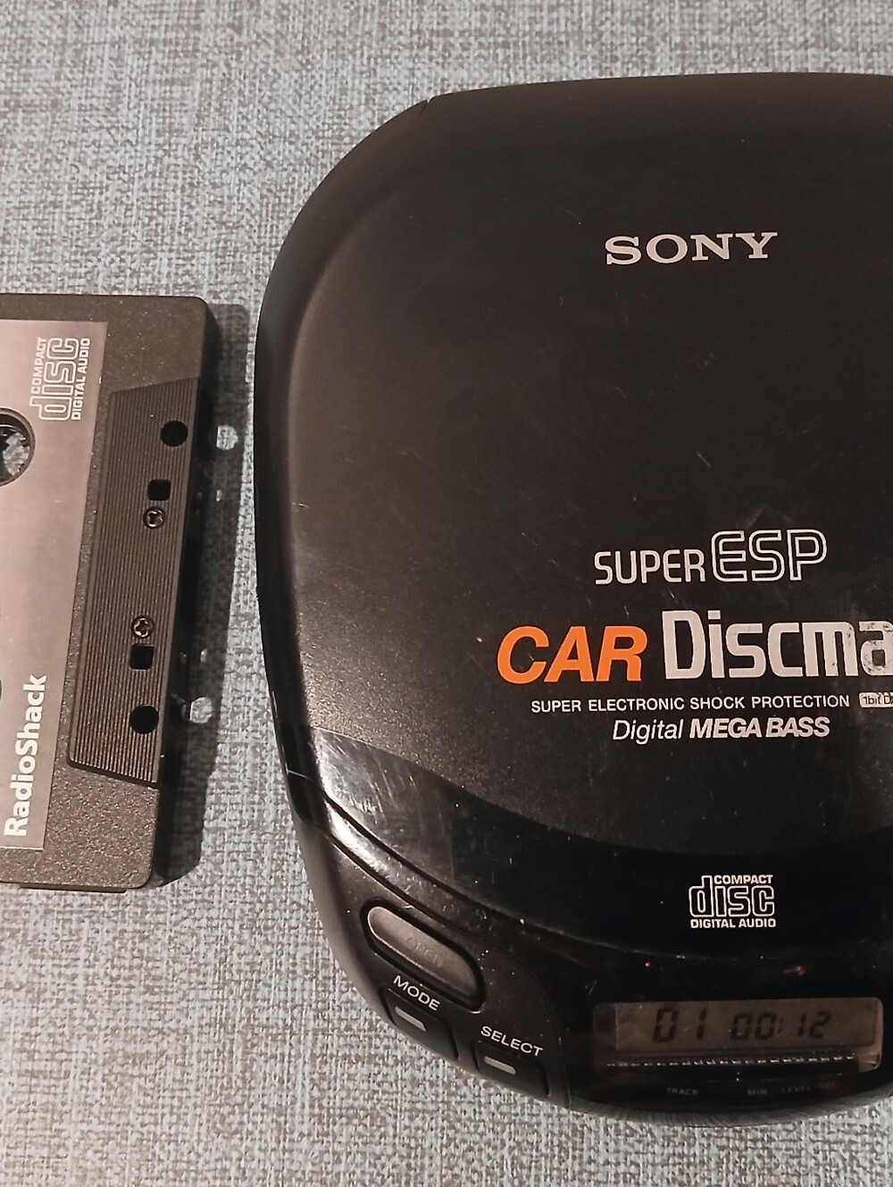 Vintage Sony Car Discman D-838K CD Player Super ESP Tape Adapter